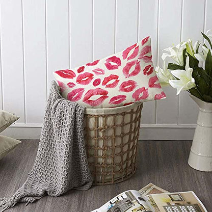 TKS MITLAN Lips Prints Throw Pillow Case Cushion Cover Kiss Lipstick Mouth Red Smooch Linen Couch Bed Sofa Car Waist Cushion Cover 12 x 20 inch - color: Lips Prints, size: 20" x 12" (Pack of 1)