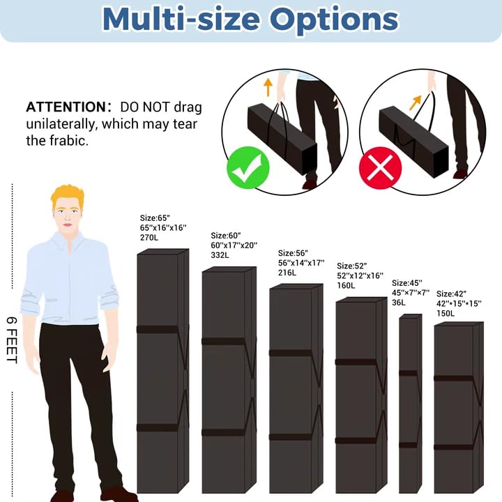 COOLBEBE 56" Sports Duffle Bag - 216L Extra Large Travel Duffel Luggage Bag - size: 56" x 14" x 17"