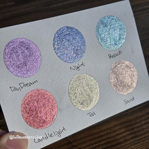 IUILE Handmade Watercolor Paints - Holiday Gift 2024 Dot Card (6 colors). Metallic, Shiny, Shimmer - color: Holiday Gift 2024 Dot