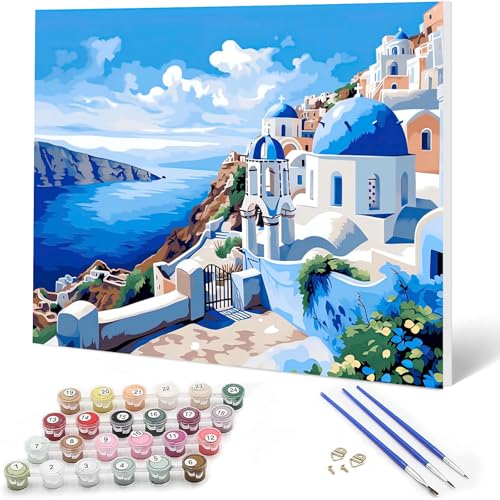 Auremi Romantic Paint by Number Kits for Adults,Landscape Paint by Number on Canvas with Frame DIY Painting with Number Acrylic Oil Paint Kits for Home Decor 8x12 Inch - color: Paint by number 003