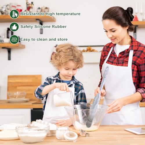 2 Pcs 13 Inch Silicone Jar Spatulas, Non-Stick Heat Resistant Cake Cream Spatulas Set, Large Cake Cream Butter Spatulas for Jars, Blender, Cooking Baking (Blue Green) (Dark grey and Marble) | 2 Pcs 13 Inch Large Cake Cream Spatulas for Jars, Blender, Cook