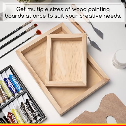 MEEDEN Unfinished Wood Canvas Board:6x8 9x12 Canvas Panel Pack of 4 | 1-1/2" Deep Wooden Panel Board, Blank Cradled Wood Art Board for Painting - Rectangle - size: 6x8 9x12 - 4 Pack