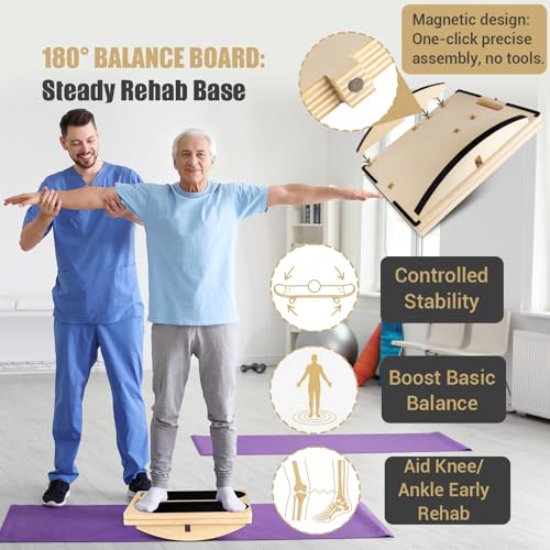 3-in-1 Slant Board & 180°/360° Balance Board, 300 LBS Capacity Calf Stretch