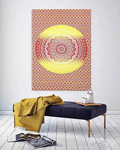 Popular Handicrafts Tapestry Wall Hanging Hippie Ombre Mandala Bohemian Hippy Psychedelic Design Indian Tapestries Bedspread 30 x 40 Inches (76 x 101 cms), Fire - color: Fire, size: 40"L x 30"W
