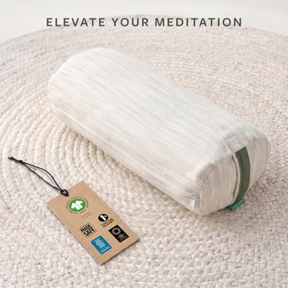 Avocado Organic Yoga Meditation Pillow, GOTS Certified Organic Cotton Cover, Natural Buckwheat Fill - size: Yoga Bolster