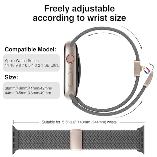 Braided Stretchy Magnetic Band Compatible with Apple Watch Bands Women Men - color: Clay, size: 38mm/40mm/41mm/(42mm-series 11 10)