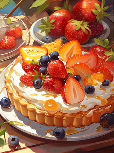 Strawberry Shortcake Diamond Art Kits for Adults, Diamond Painting 12x16 in | Full Drill Diamond Painting Kits For Adults, Diy Round Paint By Diamonds For Home Decor Gifts 12x16 Inch - color: Strawberry Shortcake