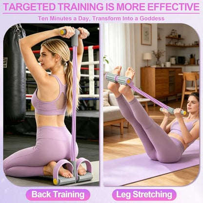 Multifunction Tension Rope, 6-Tube Elastic Yoga Pedal Puller Resistance Band, Natural Latex Tension Rope Fitness Equipment, for Abdomen/Waist/Arm/Leg Stretching Slimming Training - color: Gray Purple