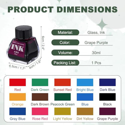 PATIKIL Fountain Pen Ink Grape Purple, 30ml Calligraphy Pen Bottled Ink Non-Carbon Colorful Smooth Flow Color Dip Drawing Set Art Supplies for Writing Painting Journaling - color: Grape Purple
