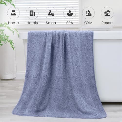 JML Microfiber Bath Towels with Hanging Loop, 2 Pack, 27x55 in, Blue - color: Blue, size: 2 Pack (30 in x 60 in)