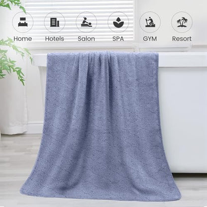 JML Microfiber Bath Towels with Hanging Loop, 2 Pack, 27x55 in, Blue - color: Blue, size: 2 Pack (30 in x 60 in)