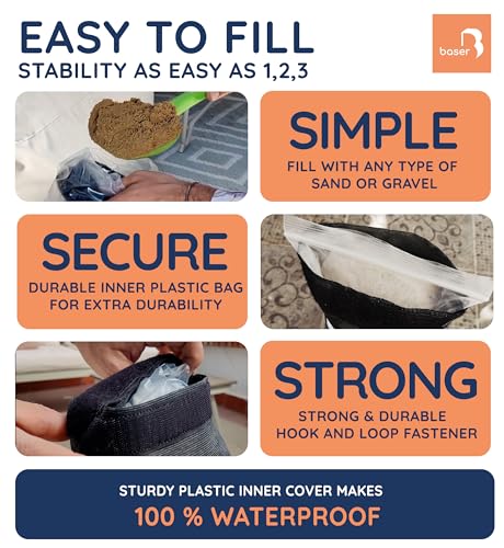 Baser Original Sandbags Fillable Weight Bags for Patio Umbrella Bases, Weather Resistant Recycled Polyester for Outdoor Furniture Windproof Stability - size: 2 x 33 lbs