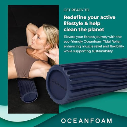 Oceanfoam Tidal Roller - Dark Navy - Muscle Massage Foam Roller for Back Pain & Stretching - Firm and Ergonomic Wide Wave Textured - Yoga, Athletics, & Wellness - Full Size, 20" x 5" - color: Dark Navy