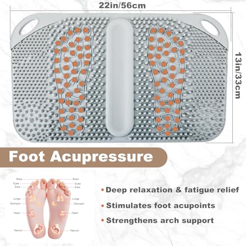 FREATECH Foot Massage Acupressure Mat with Massage Balls for Foot Pain & Plantar Fasciitis Relief, Zoned Reflexology Pressure Point Mat for Sitting & Standing, Safe Food-Grade Silicone, 22'' x 13''