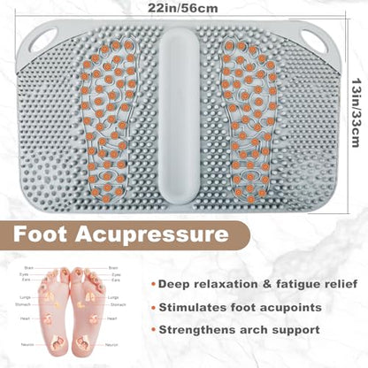 FREATECH Foot Massage Acupressure Mat with Massage Balls for Foot Pain & Plantar Fasciitis Relief, Zoned Reflexology Pressure Point Mat for Sitting & Standing, Safe Food-Grade Silicone, 22'' x 13''