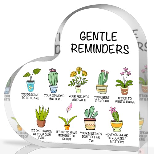 Gentle Reminders Decor, Positive Affirmations Desktop Art Decorations for Home Therapy Office School Counselling Office Mental Health Awareness Gifts - color: 028