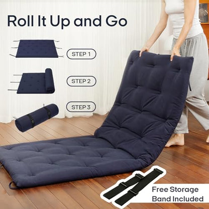 Syrinx Water Resistant Japanese Floor Mattress Futon, Twin Size 75"x39" - color: Navy Blue, size: Twin（75"L x 39"W x 2.5"Th）
