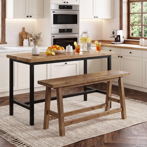55" Solid Wood Counter Height Bar Bench, Bench for Island Table