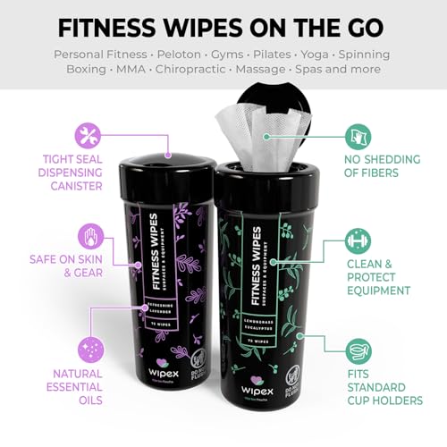 Wipex Screen Wipes & Gym Wipes Combo Pack - 75ct Gym Equipment Canister & 24ct Individually Wrapped Fitness Touch Screen Cloths, Safe for Yoga Mats & Electronics, Lavender Scent - size: 1 Count (Pack of 99)