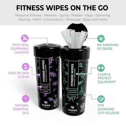 Wipex Screen Wipes & Gym Wipes Combo Pack - 75ct Gym Equipment Canister & 24ct Individually Wrapped Fitness Touch Screen Cloths, Safe for Yoga Mats & Electronics, Lavender Scent - size: 1 Count (Pack of 99)