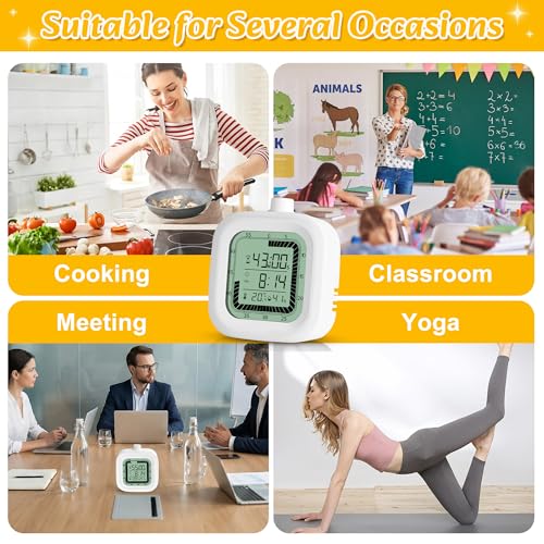 Visual Timer, 60 Minutes Countdown & Countup Timer, Digital Alarm Clock with Temperature and Humidity Monitor, 4 in 1 Multifunctional Desk Clock for Kids Study, Kitchen, Office and Home,Blue - color: Glue
