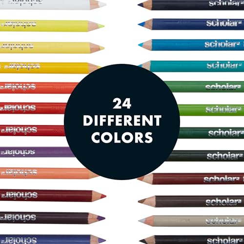 Prismacolor Scholar Colored Pencils, Assorted Colors, 24 Count - Perfect for Sketching, Drawing, Coloring - size: 24 Count (Pack of 1), style: New Packaging