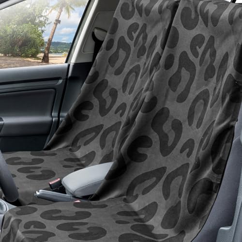 Hahafelt 2 Pack Car Seat Towel Cover with Storage Bag, Black Leopard | 63 x 32 in Car Towel Seat Cover Non Slip Waterproof, Gym Workout Swimming Running, Machine Washable Sweat Absorbent Protector - style: Black Leopard