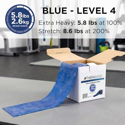 THERABAND Resistance Band, 50-Yard Roll, Latex Elastic Band for Exercise, Stretching, Physical Therapy, Yoga, Pilates, Home Workouts, Cut-to-Length, Color-Coded Levels - color: Blue | Extra Heavy, style: Latex