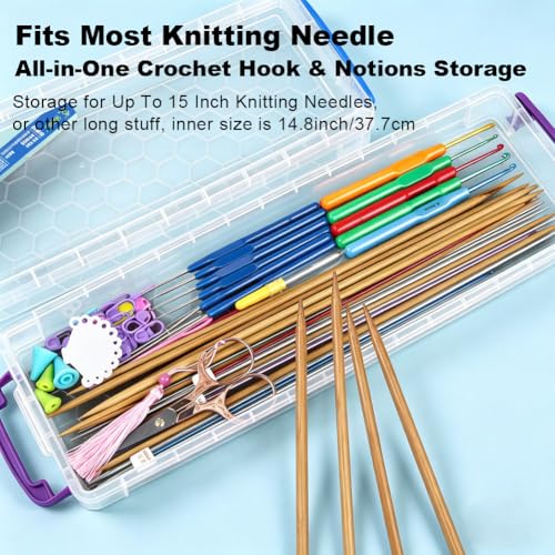 15″ Knitting Needle Case Organizer, Crochet Hook Case with Lid,Storage Box | Up to 38cm, for Long Stuff Storage, Knitting & Crochet Accessory, Paint Brush, Skewer Organizer