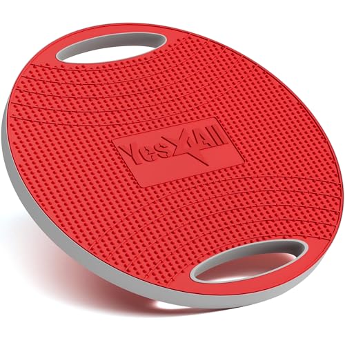Yes4All Wobble Balance Board, Plastic Stability Trainer with Handles for Standing Desk, Core Training & Home Gym Workout - color: Red/Gray