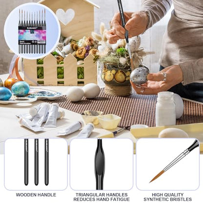 11 Pcs Detail Paint Brushes with Triangular Handles, Paint by Numbers | Paint Brushe for Acrylic Painting, Art, Model, Face, Citadel, Figurine, Watercolor, Oil, Paint by Numbers Kit for Adults