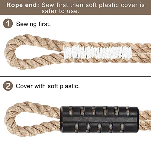 BeneLabel 2Pcs 19" Tree Swing Rope Tree Swing Strap for Hanging Hammock - color: Off-White, size: 19"(2 Pack)