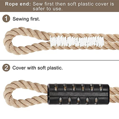 BeneLabel 2Pcs 39" Tree Swing Ropes Hanging Swing Strap for Hammock Chair - color: Off-White, size: 39"(2 Pack)