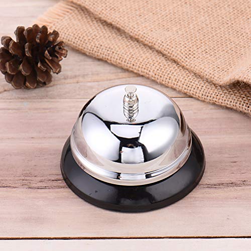 HeeYaa Call Bell 3.3 Inch Diameter with Metal Anti-Rust Construction, Ringing, Desk Bell Service Bell for Hotels, Schools, Restaurants, Reception Areas, Hospitals, Warehouses(Silver)