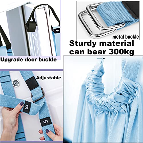 Tchrules Leg Stretcher Strap, Backbend Training Belt with Door Anchor, Flexibility Trainer Stretching Equipment Assist Stretch Strap for Fitness Gymnastics Dance Aerial Yoga Ballet - color: Light Blue
