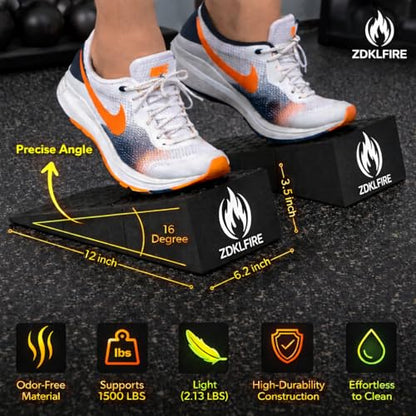 Non-Slip Squat Wedge Block, 2 Pack | Heel Elevated Design Foot Wedges for Exercise