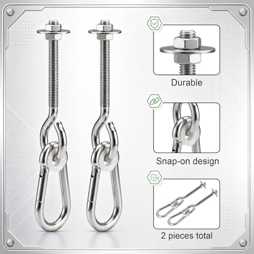 Flutesan 2 Pack 4.13 x 3/8" Heavy Duty Nylon Bushing Swing Hanger 661 Lbs, Swing Set Bracket with Snap Hooks Galvanized Iron Hardware for Wood Beams, Porch Swings, Sandbag Hammocks Yoga