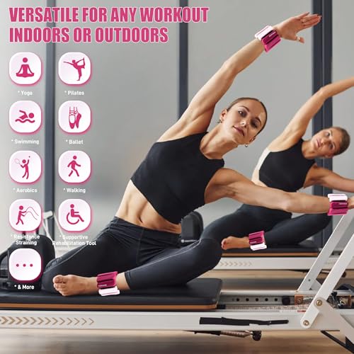 Ankle Wrist Weights for Women 2lbs/4lbs Pairs Adjustable Silicone Weights - color: Gradient Pink, size: 4 lbs Pair (2 lb Each)
