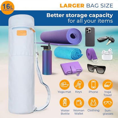 UDANA Canvas Yoga Mat Bag for Women & Men, Full-Zip Carrier with 3 Pockets & Adjustable Strap, Stylish Gym & Pilates Bag – Available in Multiple Sizes
