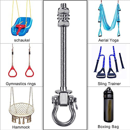 BeneLabel Heavy Duty Swing Hangers with Bearings - Set of 2 Stainless Steel 304 Hardware for Wood & Metal Beams - Ideal for Hanging Hammocks, Yoga Swings, Porch Swing - 1500LB Capacity - 7" x M2/5" - color: 2 pack - 7"