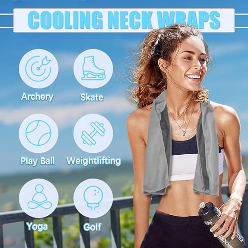 4 Pack Cooling Towels, Soft Breathable Cooling Towels for Neck and Face | Microfiber, Gym, Men, Women, Waterproof Bag, Carabiner, Yoga, Golf, Hiking, Running, athletes, gift, Lake Blue, Grey - color: Lake Blue/Grey/Pink/Green