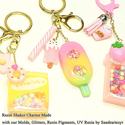 Resin Shaker Molds Set Charms Pendant Jewelry Making Supplies, Drinking Cup, Handheld Game, Chips, Candy 4 Silicone Trays with 5 Seal Films Larger 3inch - color: Charms Pendant Craft 9-Pack