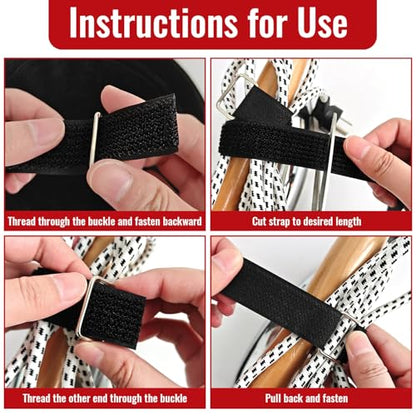 1" x64ft Hook and Loop Straps with Metal Buckles, Molle Cable Straps, Adjustable Fastening Cinch Strap, Reusable Nylon Securing Cord Ties, 1 inch Wide, Black with 70 Buckles - color: 1"x64ft, 70 Buckles