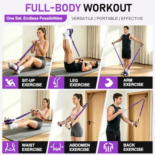 Multifunctional Pedal Resistance Band with Handles for Women Men - color: Purple