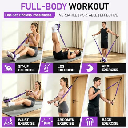Multifunctional Pedal Resistance Band with Handles for Women Men - color: Purple