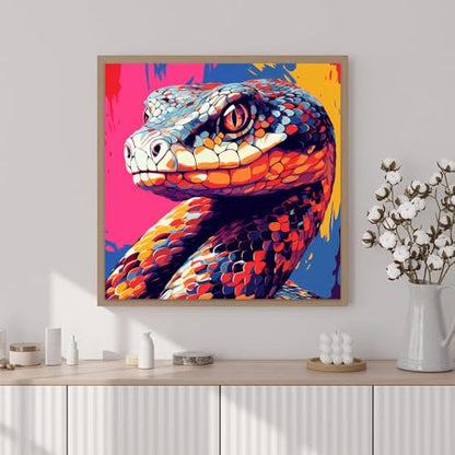 Artunion Framed Paint by Numbers Kit for Adults Beginners & Kids Ages 8-12,Colorful Snake Paint by Number with Frame,Animal Easy Paint by Numbers Kit on Canvas 10 * 10 Inch Without Easel - color: ZXT-386-F