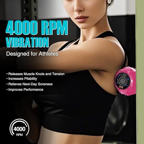 Vulken 4 Speed High Intensity Vibrating Massage Ball with USB Charging for Muscle and Deep Tissue, Plantar Fasciitis Pain Relief, Myofascial Release and Trigger Point Treatment for Back - color: Pink (Usb Charging)