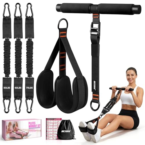 Adjustable Length Pedal Resistance Band with Handle for Working Out, Replaceable 180Lbs Exercise Bands with Foot Pedals, Home Gym Workout Equipment for Women Men Strength Training, Stretching - color: Black