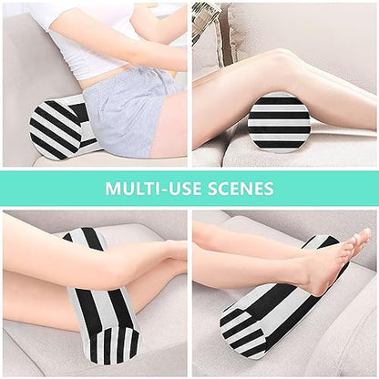 Round Pillow with Cover Black & White Stripes Neck Roll Bolster Pillows Cervical Pillow Case Memory Foam Neck Support for Sleeping