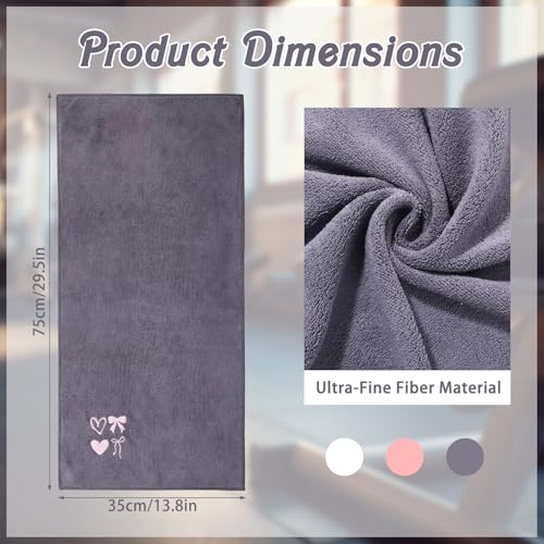 3 Pack Pink Bow Microfiber Gym Towel Set for Women Soft Quick-Drying Gym Sweat Sports Workout Towels 400 GSM 30" x 14" Workout Yoga Accessories for Women Hot Yoga Exercise Working Out